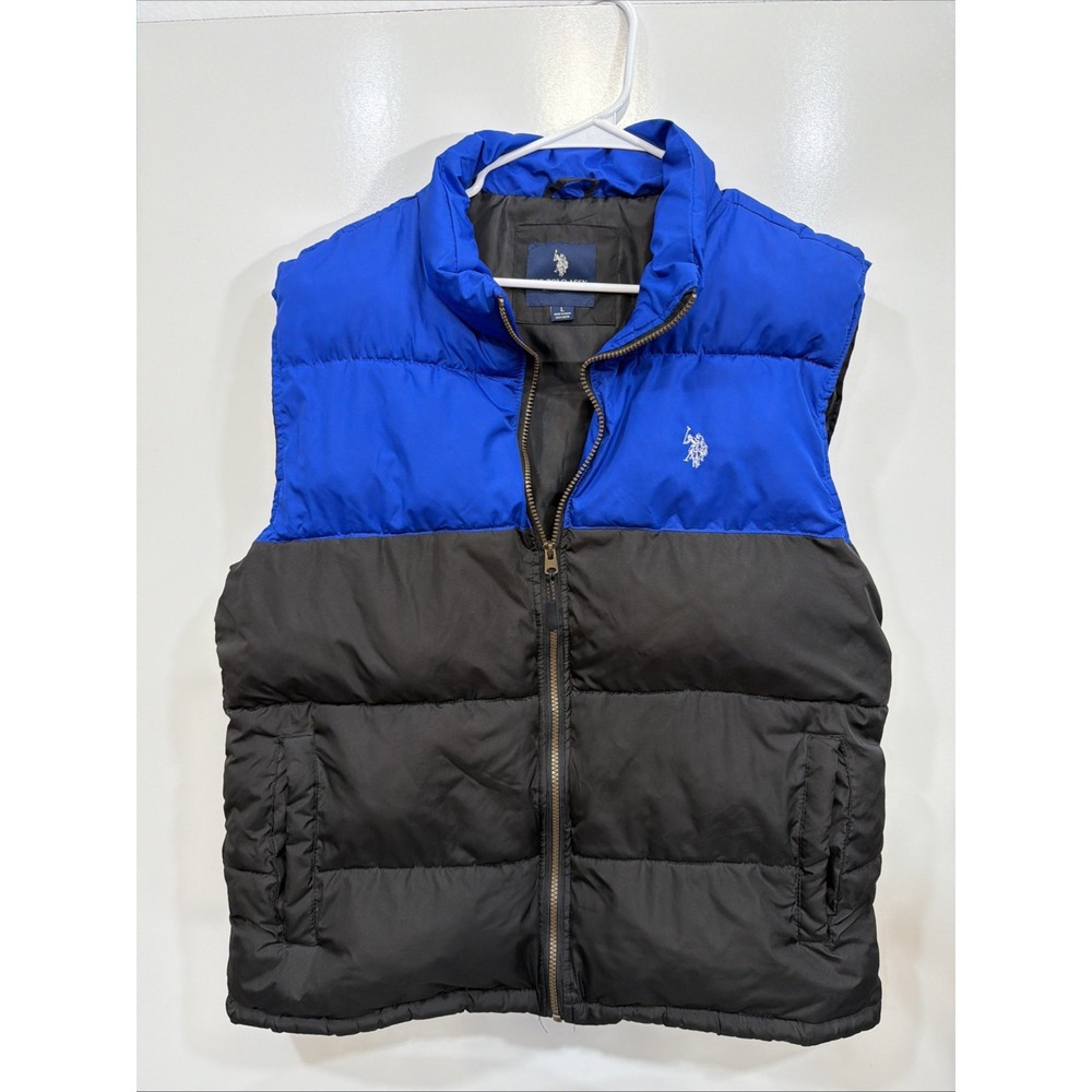 U.S Polo ASSN. Blue‎ Black LOGO Puffer Vest Size  Large L 110078